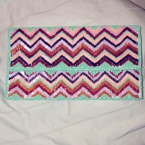 Beaded Chevron Pattern Clutch